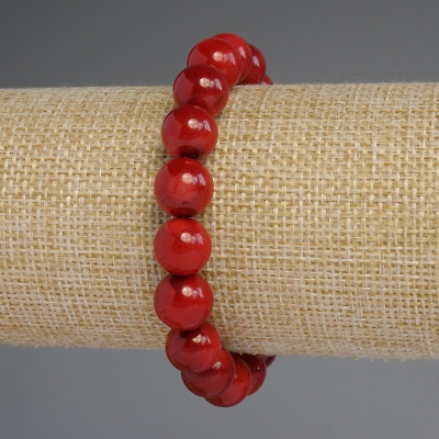 Браслет Корал гладка кулька 10мм+-, довжина 18см+-стрейч Браслет Корал гладка кулька 10мм+-, довжина 18см+-стрейч