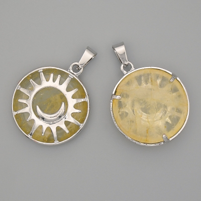Кулон Цитрин оправі "Сонце", діаметр 27мм+