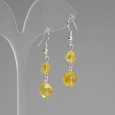 Сережки Цитрин багатогранники 7мм+- 9мм+-, довжина 44мм +