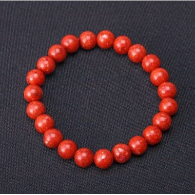 Браслет Губчастий Корал гладка кулька, діаметр 8 мм на резинці Браслет Губчастий Корал гладка кулька, діаметр 8 мм на резинці