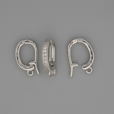 Фурнітура роз'ємний бейл для підвісок, діаметр 18х3мм+- білі стрази сріблястий колір металу