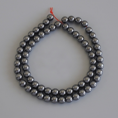 Намистини Гематит кулька 6мм+- на волосіні, довжина 40см+