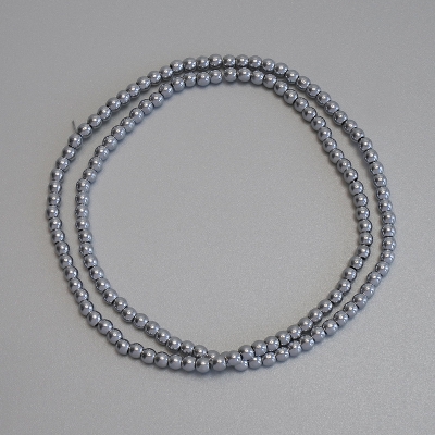 Намистини Гематит колір срібло гладка кулька 3мм+- на волосіні, довжина 39см+