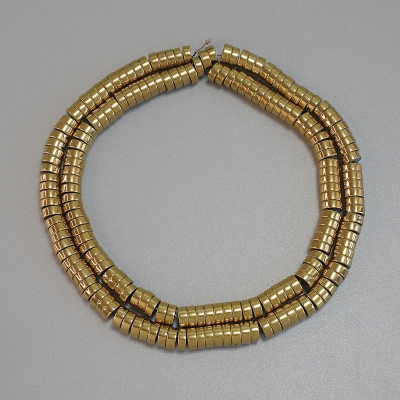 Намистини Гематит колір золото рондель 5х2мм+- на волосіні, довжина 40см+