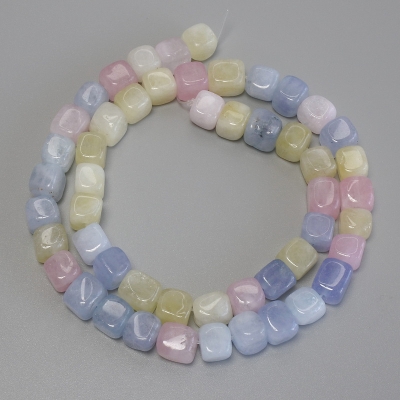 Намистини Морганіт кубик, діаметр 7, 5х7, 5мм+-, довжина 37см+- на волосіні