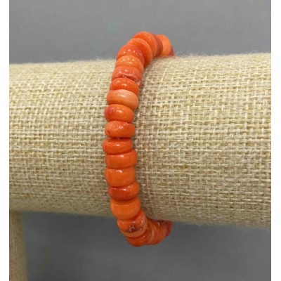 Браслет помаранчевий Корал рондель, діаметр 9х4-4, 5мм+-, довжина 18см+- стрейч