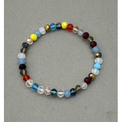 Браслет Чеський кришталь Асорті гранований рондель, діаметр 6х5мм+-, довжина 18см+- стрейч