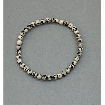 Браслет Яшма Далматин кулька, діаметр 5мм+-, довжина 18см+- стрейч