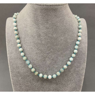 Намисто з натурального Ларимар гладка кулька, діаметр 6+-мм, довжина 45см+- з замочком