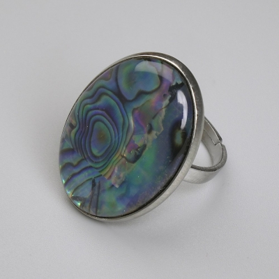 Каблучка Халіотіс овал 27х20мм+- без, розміри сріблястий метал