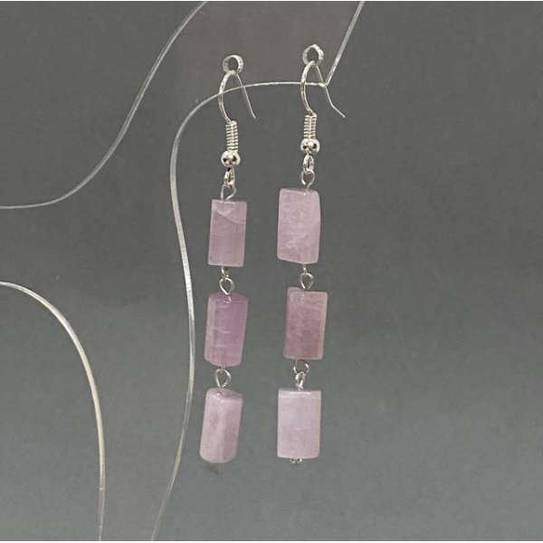 Сережки Кунцит рубка 10х6мм+-, довжина 60см+