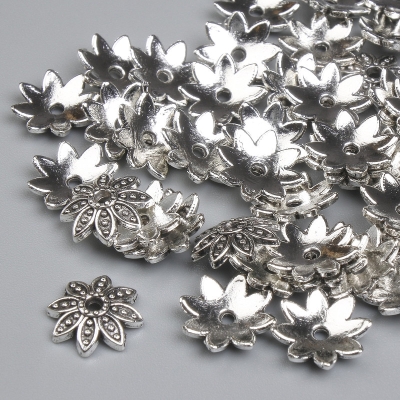 Фурнітура капелюшок для намистини колір металу срібло, діаметр 9, 5х1мм+- отвір, діаметр 1, 7мм+- фасування 40шт. +