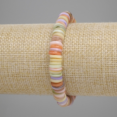 Браслет з мушлі Скафарка рондель, діаметр 8х1, 5-2мм+-, довжина 18см+- стрейч