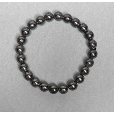 Браслет Гематит гладка кулька 8мм+-, довжина 18см+- стрейч