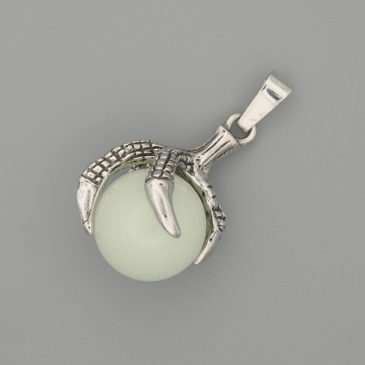 Кулон Онікс Лапа з кулею 18х37мм+- сріблястий метал