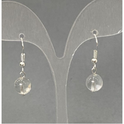 Сережки Гірський кришталь гладка кулька, діаметр 8, 5мм+-, довжина 30мм+