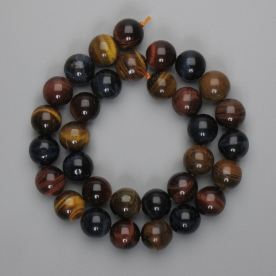 Намистини Бичаче Тигрове Соколине Око гладка кулька 12мм+-, довжина 39см+