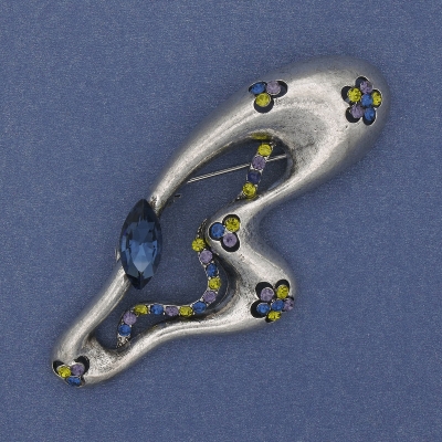 Брошка кулон Акцент стрази сріблястий метал 73х32мм+ Брошка кулон Акцент стрази сріблястий метал 73х32мм+