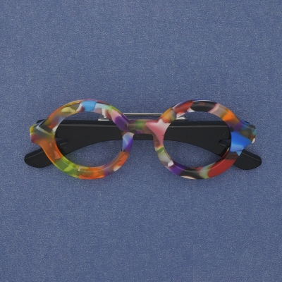 Брошка Окуляри Акрил сріблястий метал 65х25мм+