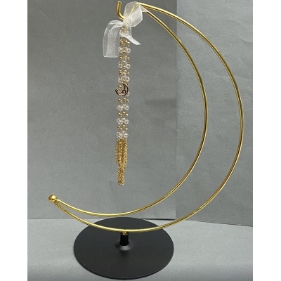 Підставка Півмісяць для кулі 24х17см+- d ніжки 10см+- довжина ланцюжка 16см+- золотистий метал