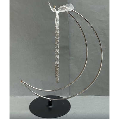 Підставка Півмісяць для кулі 24х17см+- d ніжки 10см+- довжина ланцюжка 16см+- сріблястий метал