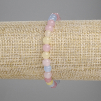 Браслет Морганіт гладка кулька, діаметр 6мм+-, довжина 18см+- стрейч