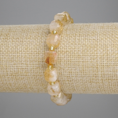 Браслет Цитрин гранований кубик, діаметр 8, 5мм+- бісер 3мм+-, довжина 18см+- стрейч