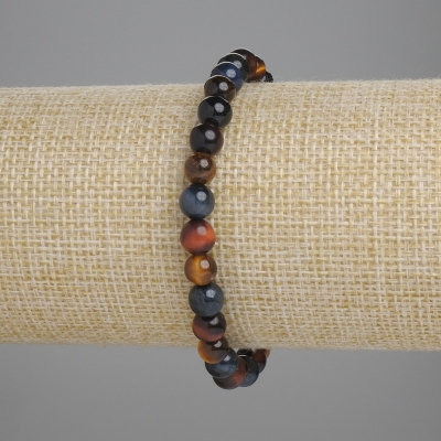 Браслет Бичаче Тигрове Соколине Око гладка кулька, діаметр 6мм+-, довжина 18см+- стрейч