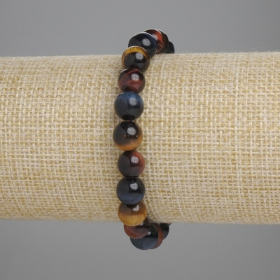 Браслет Бичаче Тигрове Соколине Око гладка кулька, діаметр 8мм+-, довжина 18см+- стрейч