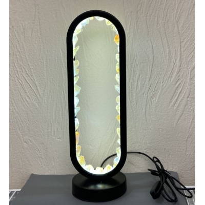 Нічник необроблений Цитрин в металевій основі чорного кольору, діаметр 32, 5х10см+- USB дріт