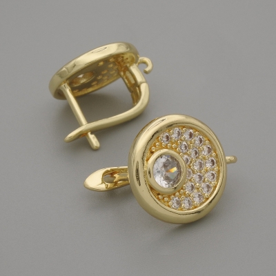 Швензи для сережок золотистий метал стрази 15х13мм+ - пара Швензи для сережок золотистий метал стрази 15х13мм+ - пара