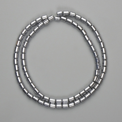 Намистини Гематит циліндр 5х4мм+- колір срібло, довжина 40см+