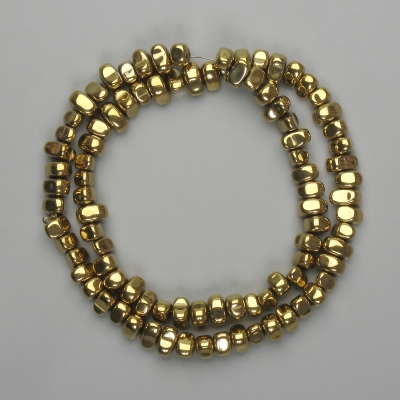 Намистини Гематит галтівка 6-8, 5х4-4, 5мм+- колір золото, довжина 39см+