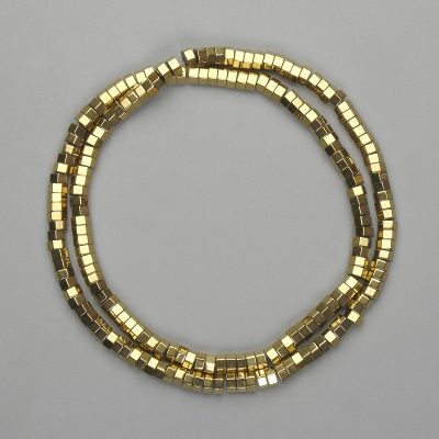 Намистини Гематит гранований рондель 4х2мм+- колір золото, довжина 40см+