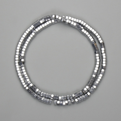 Намистини Гематит гранований рондель 4х2мм+- колір срібло, довжина 40см+