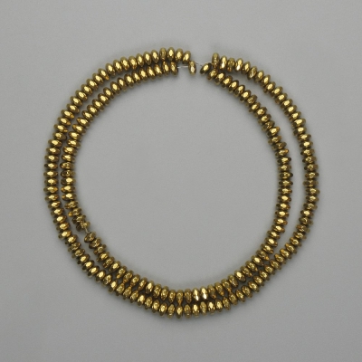 Намистини Гематит гранований рондель 4х2мм+- колір золото, довжина 40см+