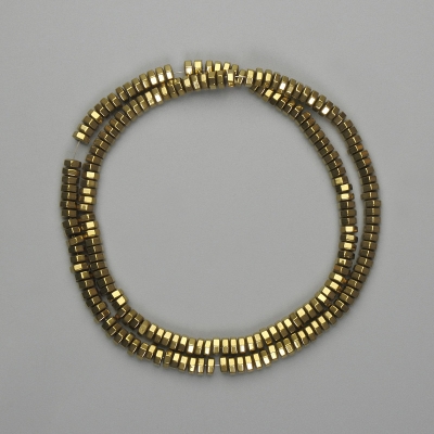 Намистини Гематит гранований рондель 4х2мм+- колір золото, довжина 40см+