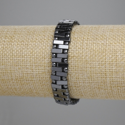 Браслет Гематит 11х3мм+- кулька 3мм+-, довжина 18см+- стрейч