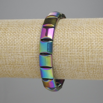 Браслет Гематит райдужний ланка 10х10мм+-, довжина 18см+- стрейч