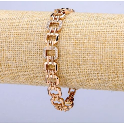 Браслет Xuping Позолота 18К з білими стразами, товщина 10, 5мм + -, довжина 19см +