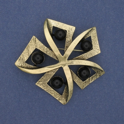 Брошка Акцент Агат золотистий метал 60мм+