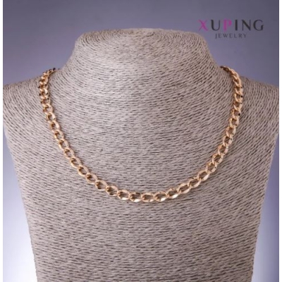 Ланцюжок Xuping1 плетіння вигнуте Ромбо, товщина 7мм, довжина 51см позолота 18к