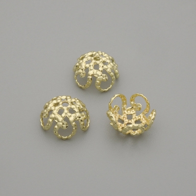 Фурнітура капелюшок для намистини колір металу золото, діаметр 8мм+- отвір, діаметр 0, 7мм+- фасування 10шт