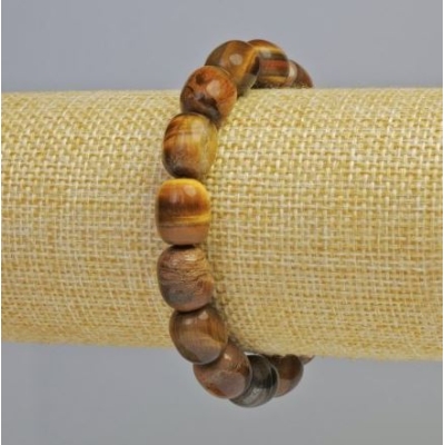 Уцінка браслет Тигрове Око натуральний камінь брусок, діаметр 10х12мм+- (стрейч), довжина 18см+