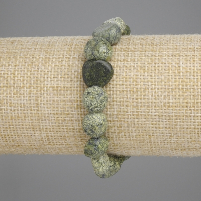 Браслет Змійовик галтівка, діаметр 10-12х10-11, 5мм+-, довжина 18см +- стрейч