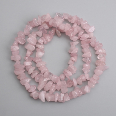 Намистини Рожевий кварц крихта, діаметр 10-16х5-8, 5мм+-, довжина 80см +