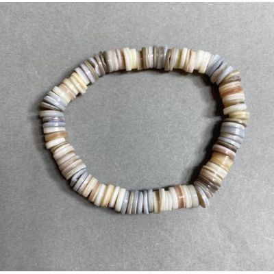 Браслет з мушлі Скафарка рондель, діаметр 8х2мм+-, довжина 18см+ стрейч