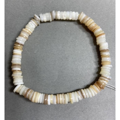 Браслет з мушлі Скафарка рондель, діаметр 6х1, 5мм+-, довжина 18см+ стрейч