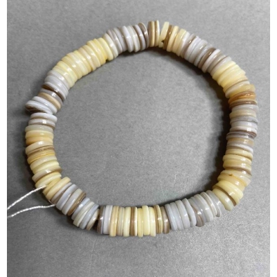 Браслет з мушлі Скафарка рондель, діаметр 8х1, 5мм+-, довжина 18см+ стрейч