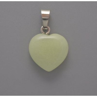 Кулон Серце Онікс зелене світіння, діаметр 15х15х6мм+-, довжина 23мм+
